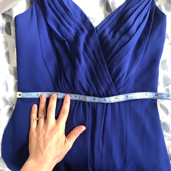 David’s Bridal Cobalt Blue Long Dress Beaded Strap - Picture 11 of 15